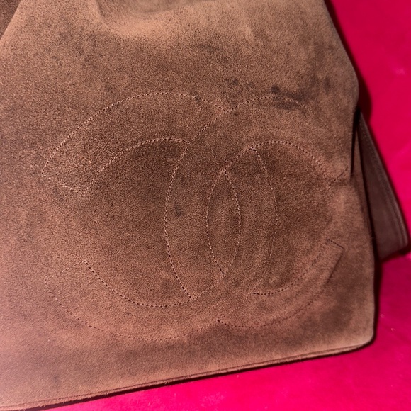 Chanel chocolate suede fringe bucket crossbody shoulder tote purse with pouch - Picture 11 of 16